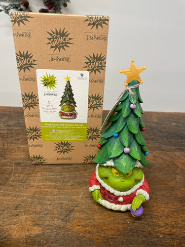 Grinch gnome with Christmas tree hat light up