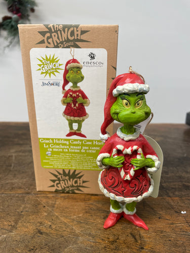 Ornament — grinch with candy cane heart