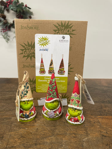 Ornament set of 3 grinch gnomes