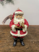 Load image into Gallery viewer, Ornament Santa with cardinal