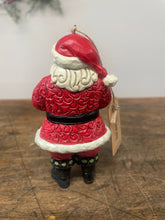 Load image into Gallery viewer, Ornament Santa with cardinal