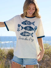Load image into Gallery viewer, Natural Life Oversized Ringer Tee Seas the Day
