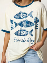 Load image into Gallery viewer, Natural Life Oversized Ringer Tee Seas the Day