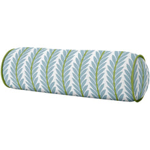Load image into Gallery viewer, Laura Park Frond French Blue with Green Piping Round Bolster Pillow