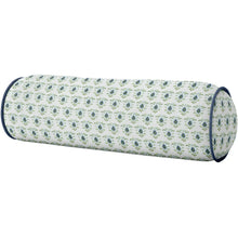 Load image into Gallery viewer, Laura Park Rosemary White with Navy Piping Round Bolster Pillow