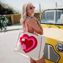 Load image into Gallery viewer, Katydid Beating Heart Chenille Beach Bag Tote