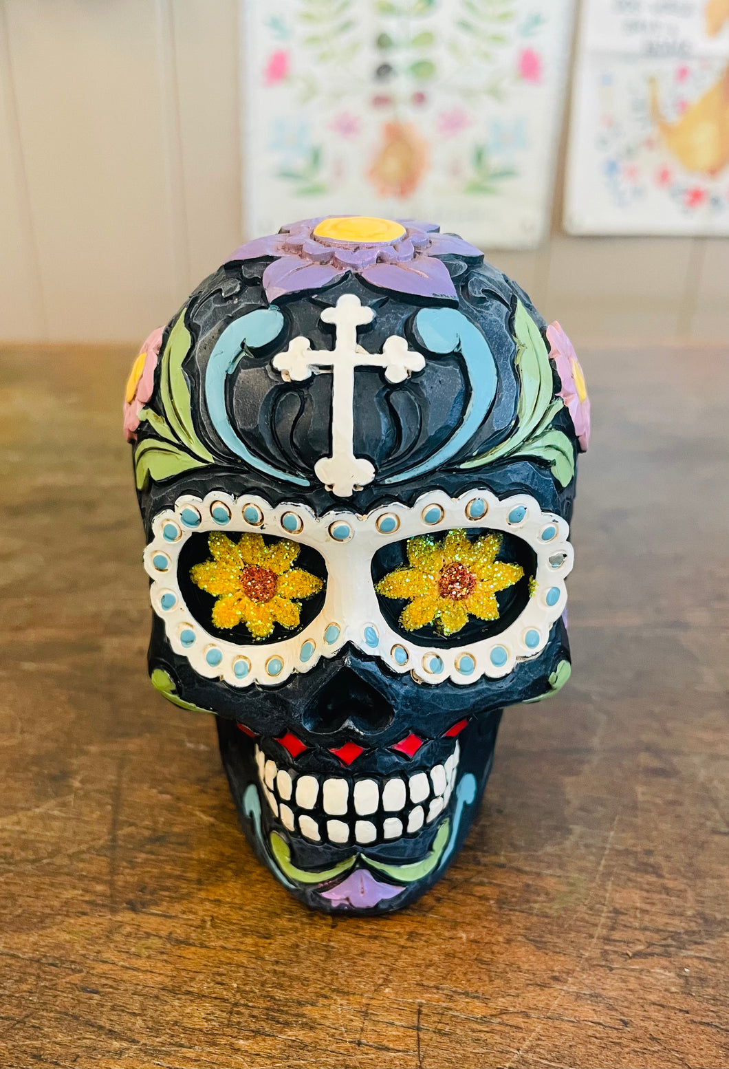 Day of the dead black skull