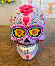 Load image into Gallery viewer, Purple day of the dead skull