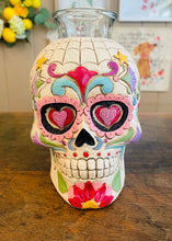 Load image into Gallery viewer, Halloween day of the dead candleholder skull