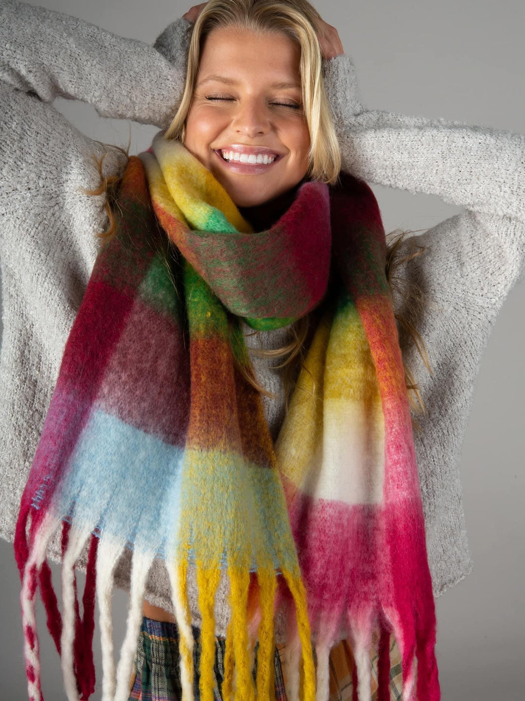 Cozy colorful scarf orange / pink mix