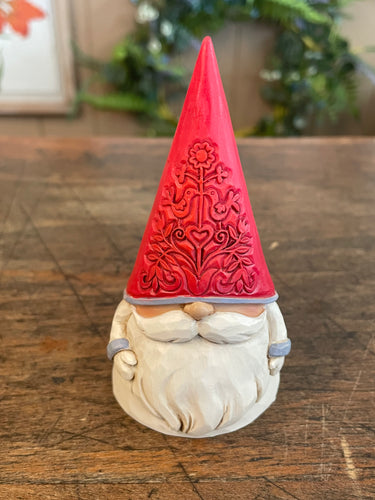 Jim shore red floral hat gnome