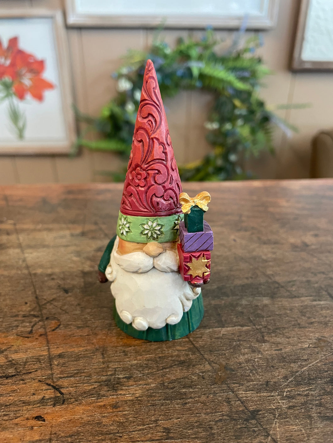 Jim shore Christmas Gnome Holding Gifts