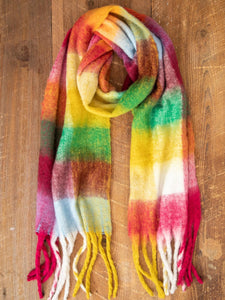 Cozy colorful scarf orange / pink mix