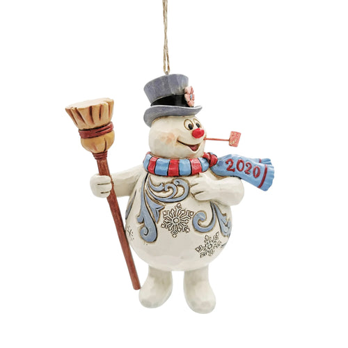 Jim Shore Frosty with a broom 2020 dated ornament