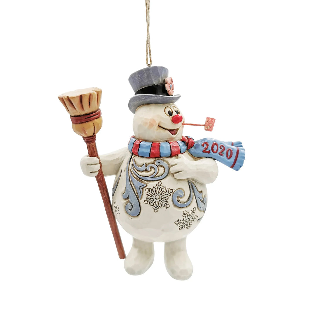 Jim Shore Frosty with a broom 2020 dated ornament