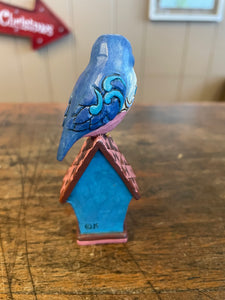 Jim shore blue bird on birdhouse