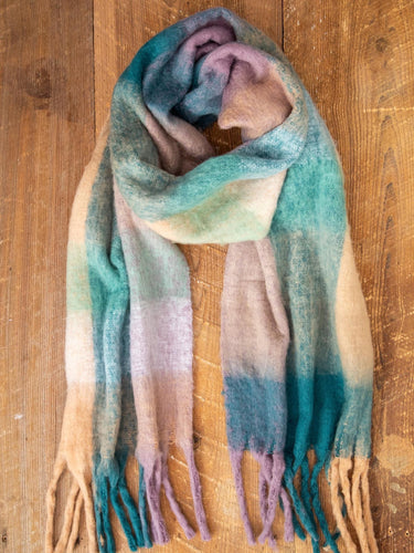 Cozy colorful scarf blue / sage