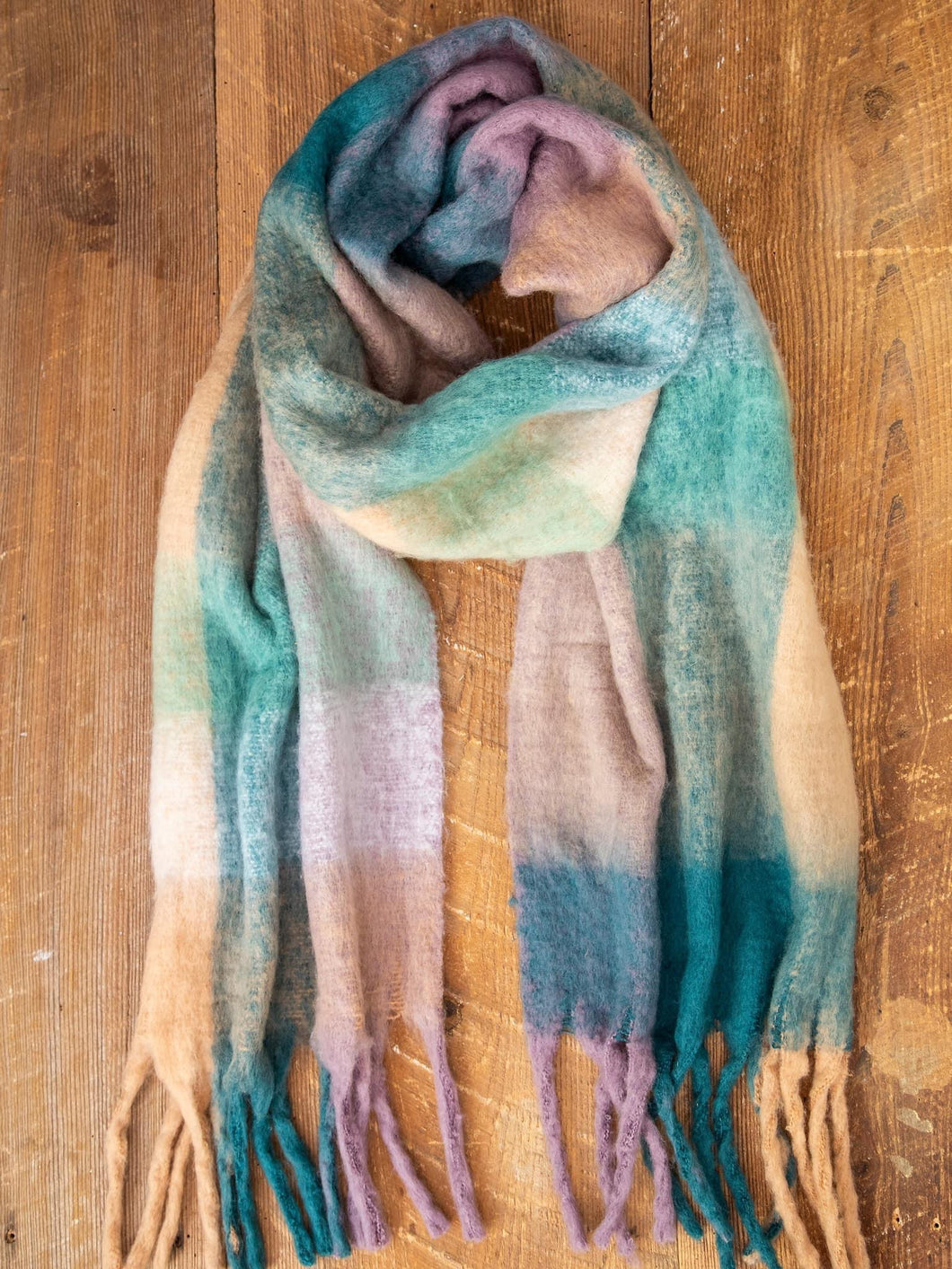 Cozy colorful scarf blue / sage