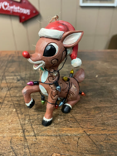 Jim shore Rudolph wrapped in lights ornament