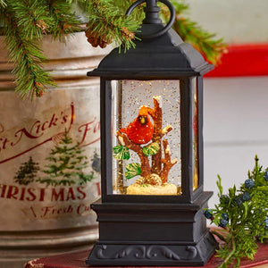 9.5 Inch Lighted Cardinal Glitter Water Lantern Battery Operated - 3700784