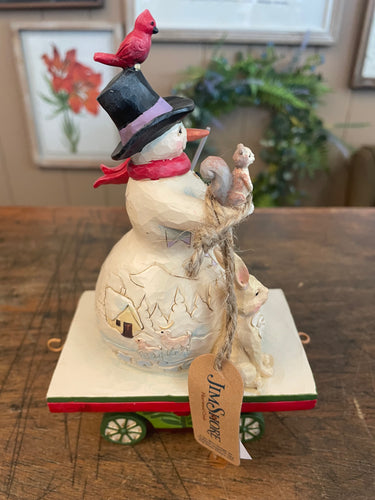 Jim shore Snowman on Train Car