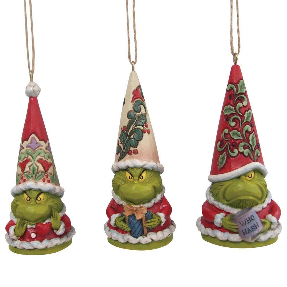 Set of three Jim shore grinch gnome ornaments