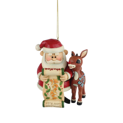 Jim shore Rudolph and Santa with list ornament