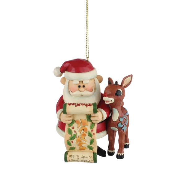 Jim shore Rudolph and Santa with list ornament
