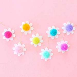 Colorful acrylic and Pom Pom daisy garland