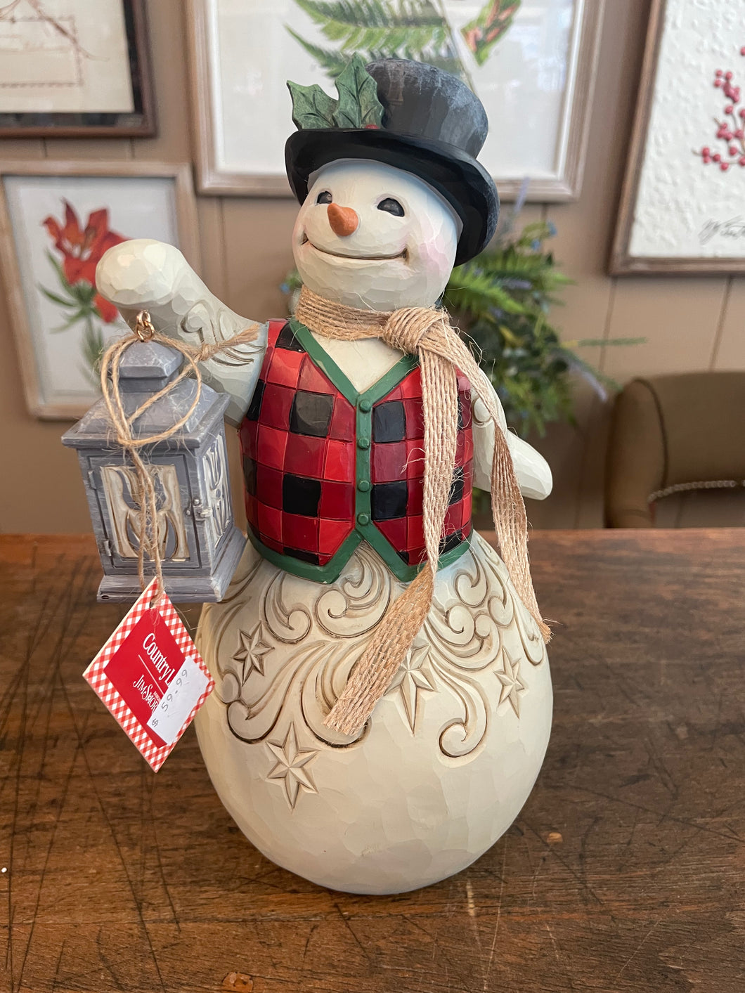 Jim shore Snowman with Plaid Vest