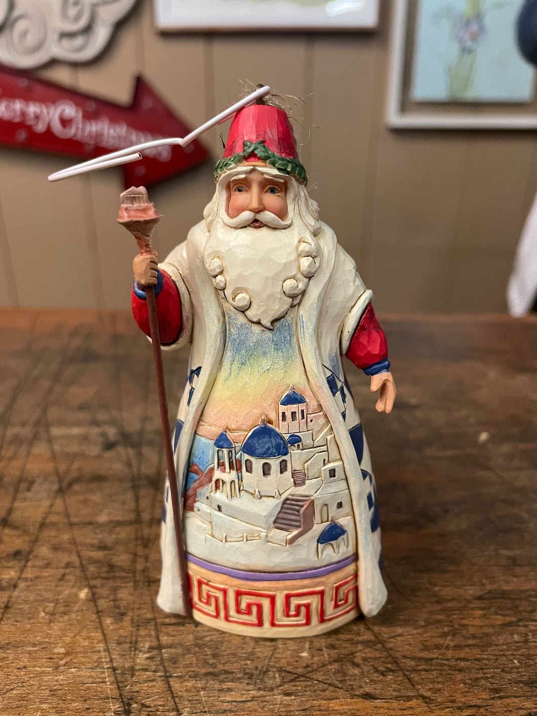 Jim shore greece Santa ornament